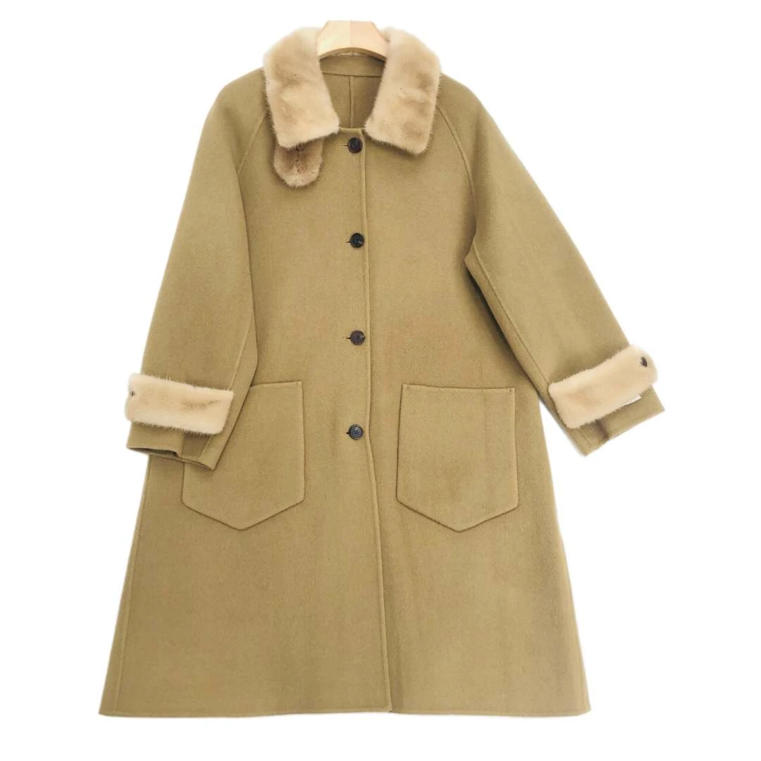 美丽诺羊毛双面呢韩版大衣引领新时尚8899-MSLD