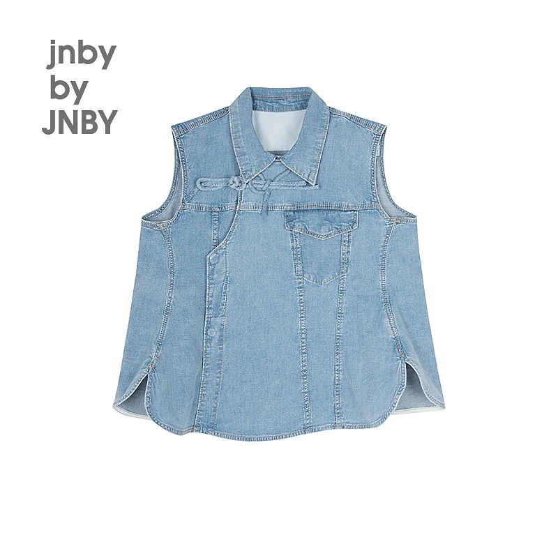 [新中式]新款江南布衣童装牛仔盘扣无袖衬衣25夏女童1P5213380