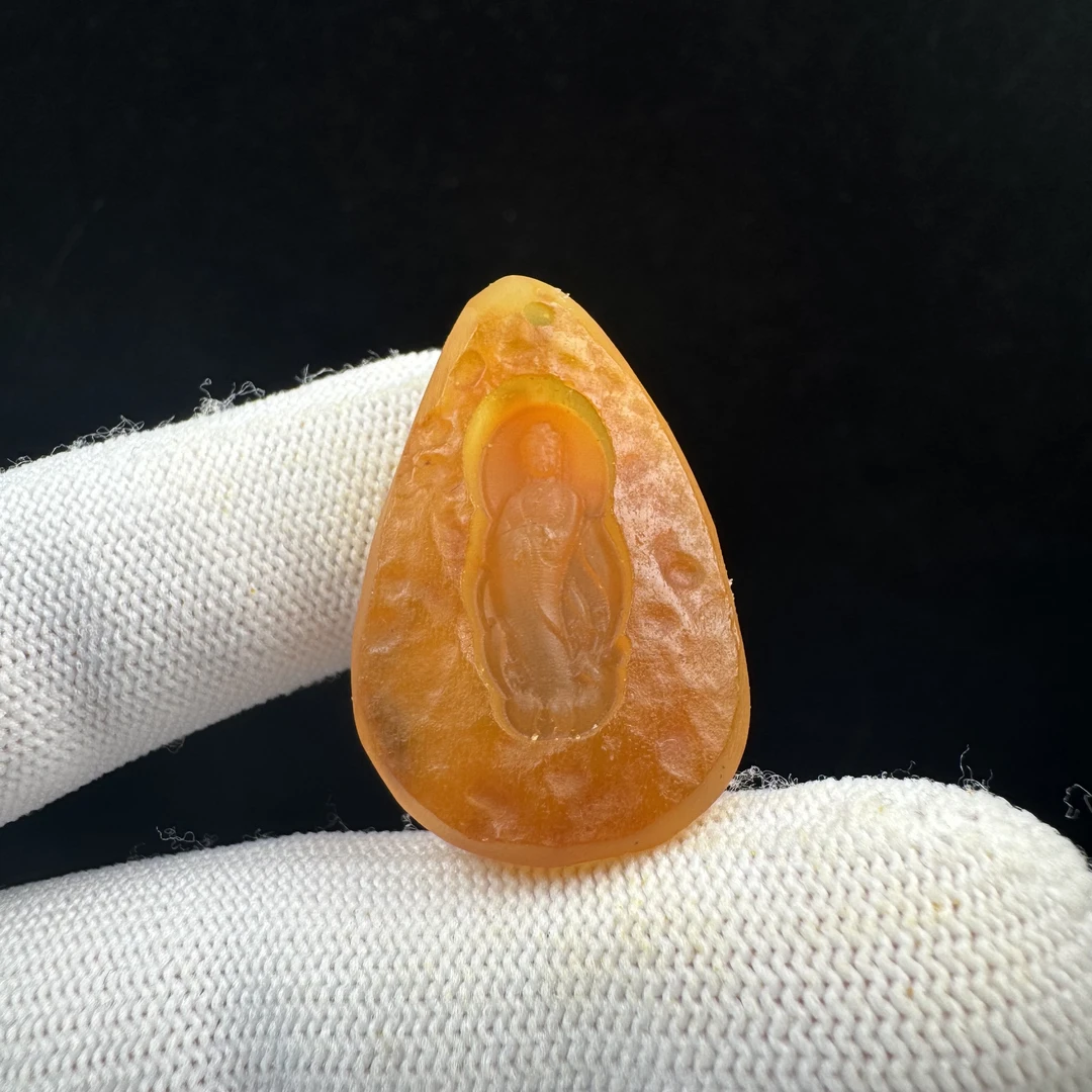 D3375【瑕疵】天然原矿蜜蜡 雕刻牌21*34*5mm支持复检假一罚十