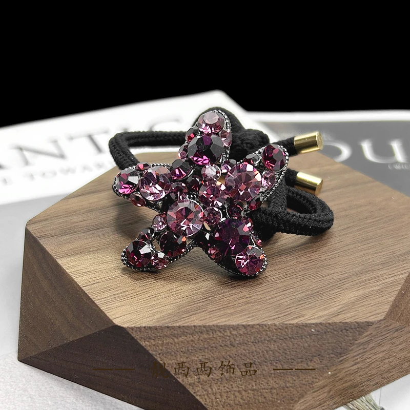 【LXX靓西西】439 发圈紫色海星气质减龄双股绳细皮筋