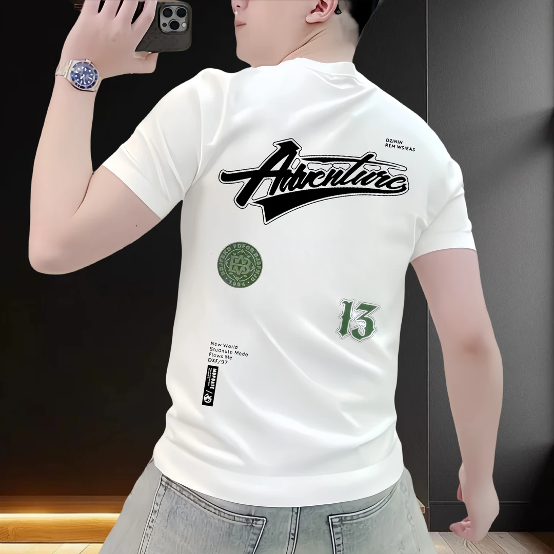 100%纯棉潮牌港风美式痞帅男士重磅圆领半袖上衣时尚百搭短袖T恤