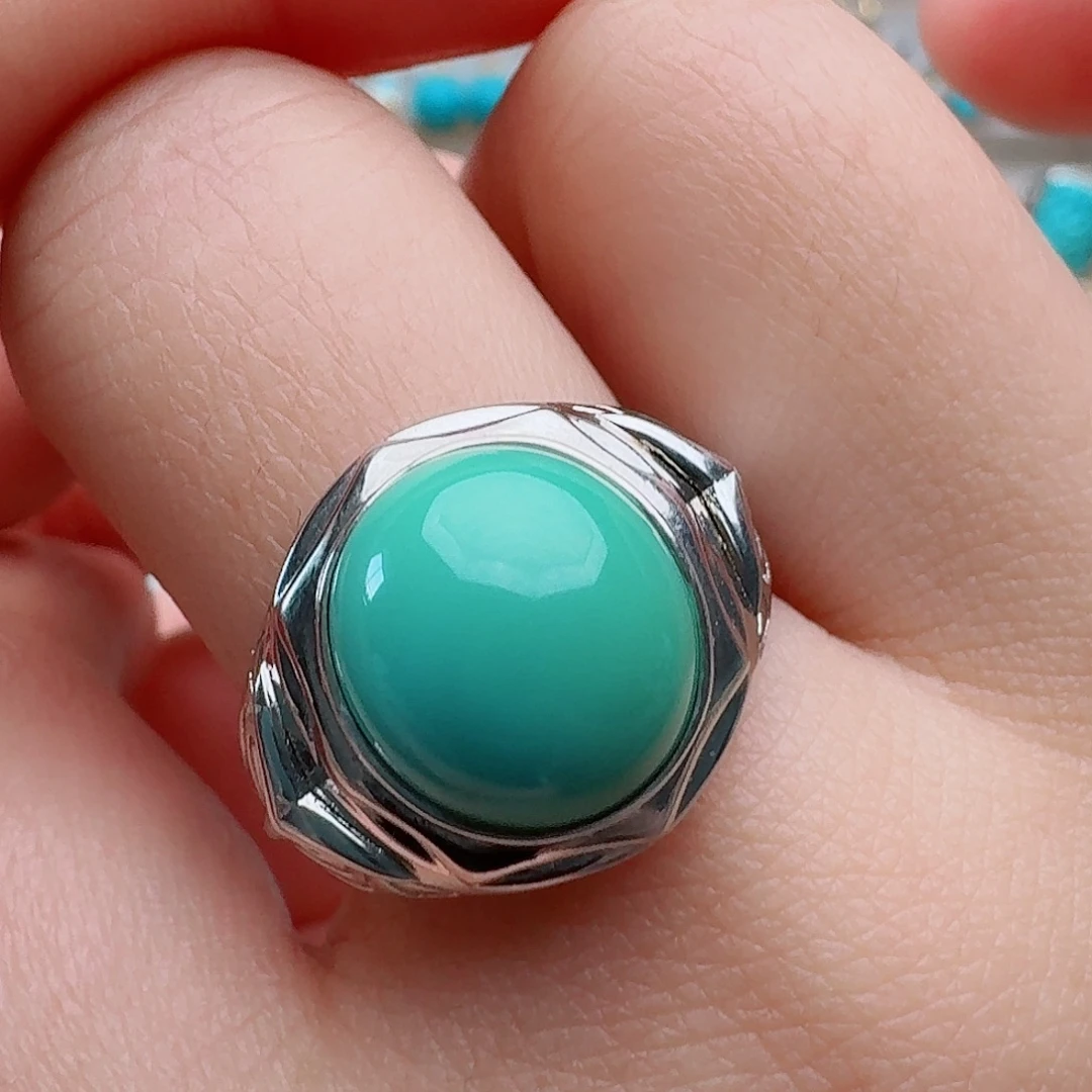 绿松石银S925镶嵌戒指