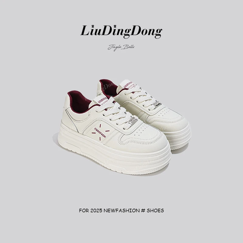 【刘叮咚女鞋】2025春季新款网红爆款松糕鞋子百搭休闲运动板鞋