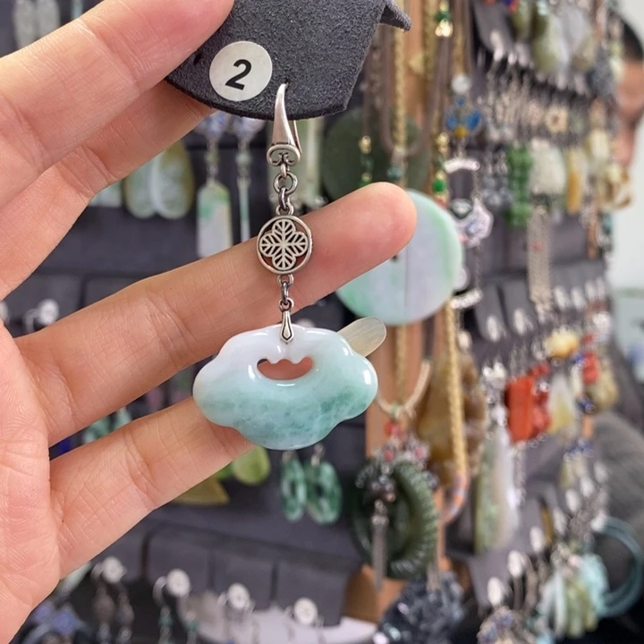 翡翠耳饰银S925镶嵌?****?X23