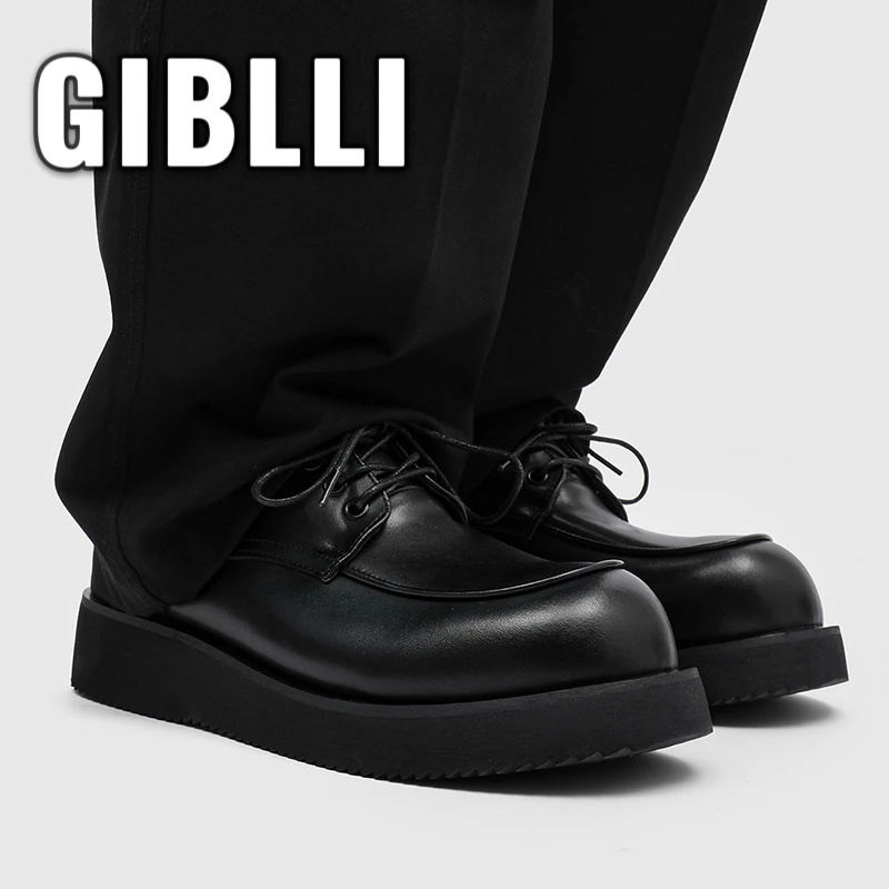 2025新款中低帮厚底增高男鞋休闲英伦风男士德比鞋休闲皮鞋复古