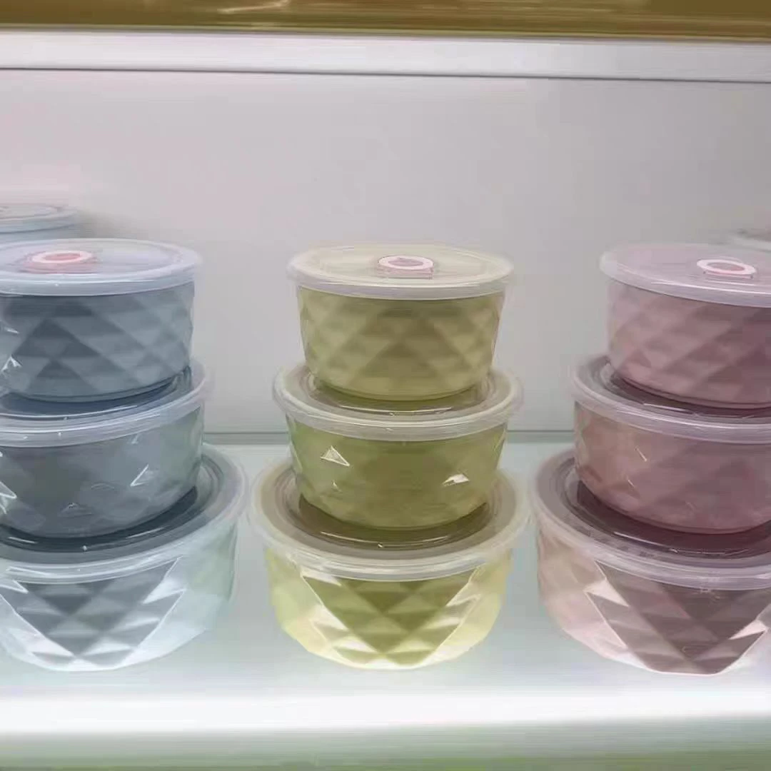 顺祥彩色纯色多用实用陶瓷保鲜碗三件套大中小(450645)