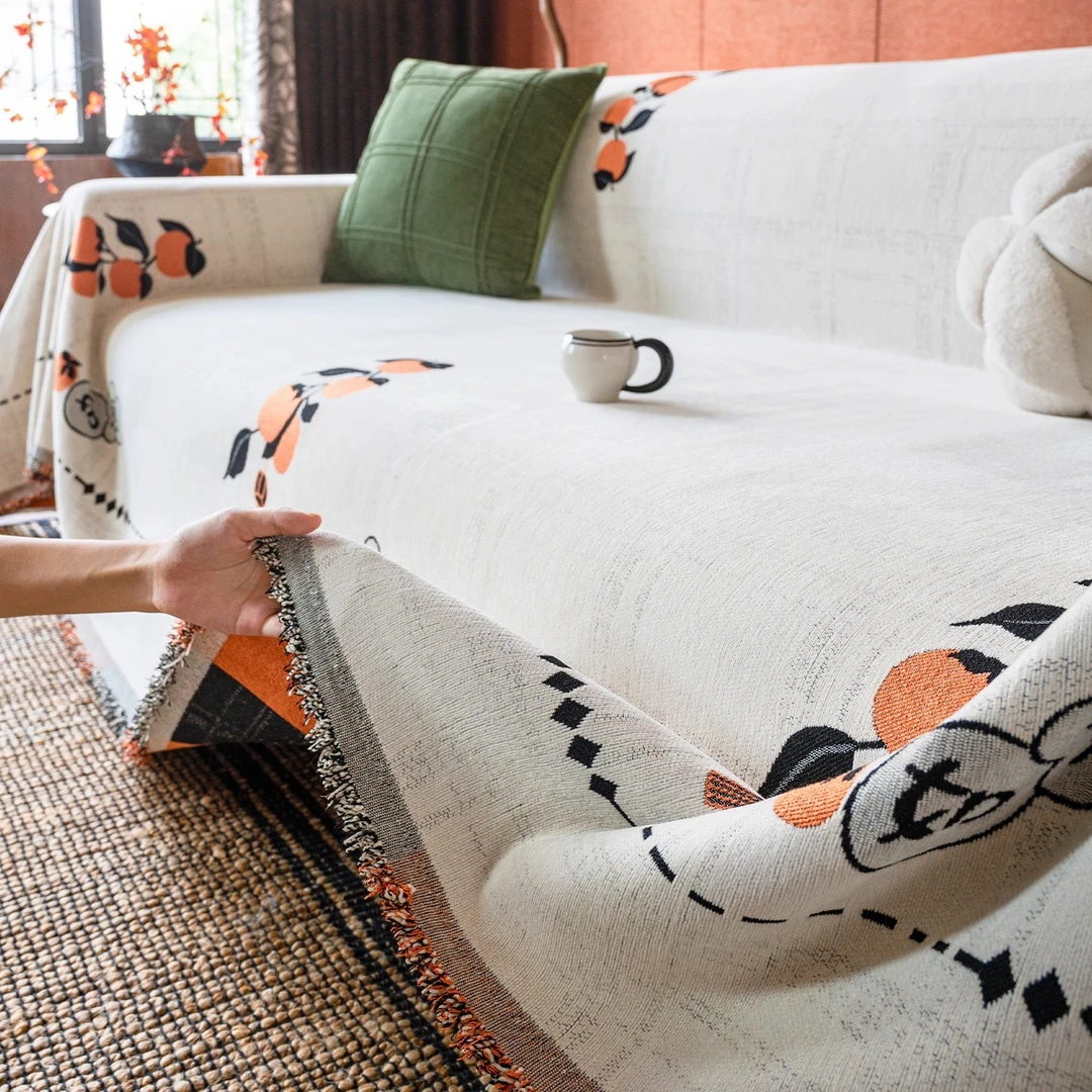 雪尼尔沙发巾2026新款四季通用田园风一片式防滑客厅皮沙发盖布巾