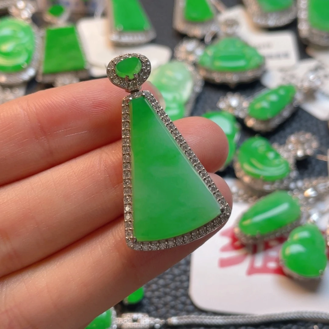 翡翠银S925镶嵌吊坠(不含链)