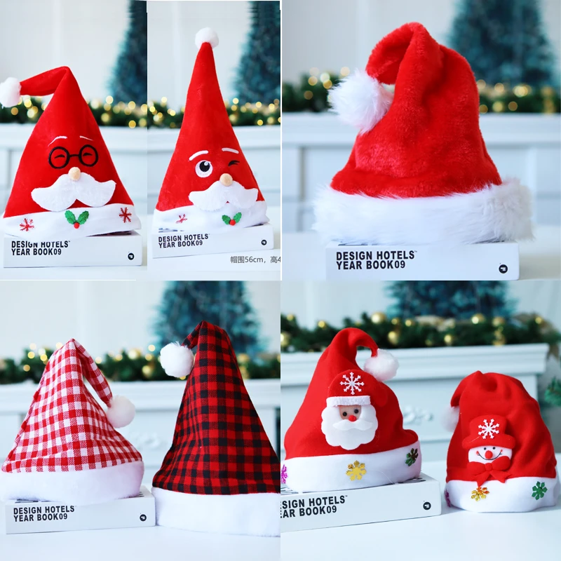 圣诞节老人帽子发光圣诞帽子儿童成人帽子幼儿园节日装扮头饰装饰