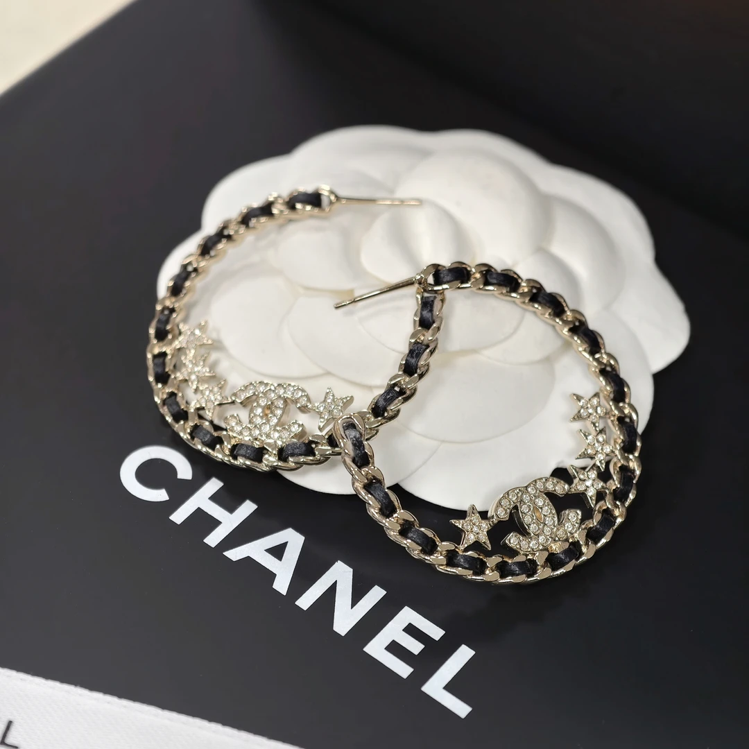 全新未使用 Chanel/香奈儿 耳圈气质编织欧美大圈