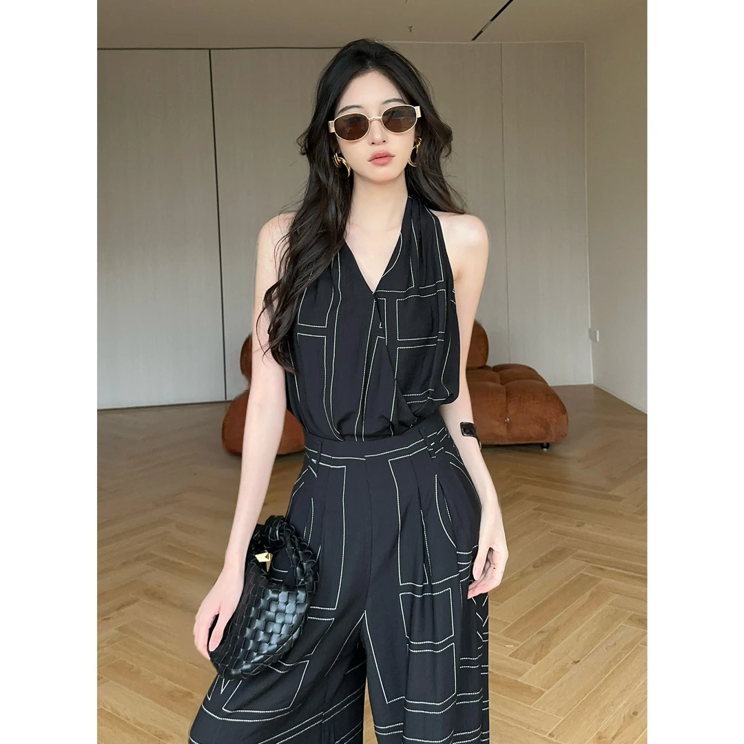 JIJINQI时尚设计感轻奢气质高级显瘦百搭挂脖无袖上衣JD05SZXL773