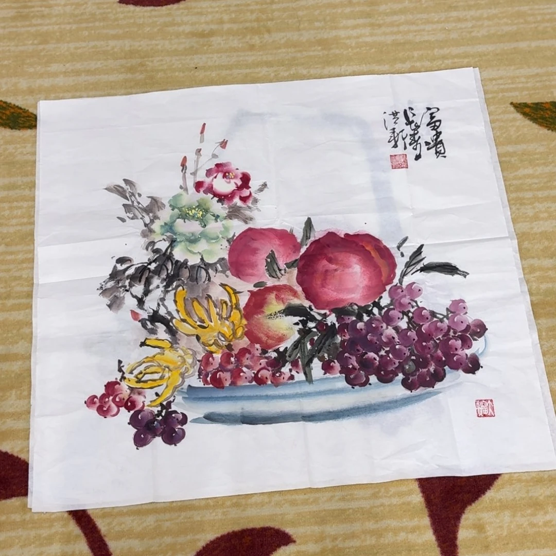 书法圆**悦四尺斗作品花鸟11111