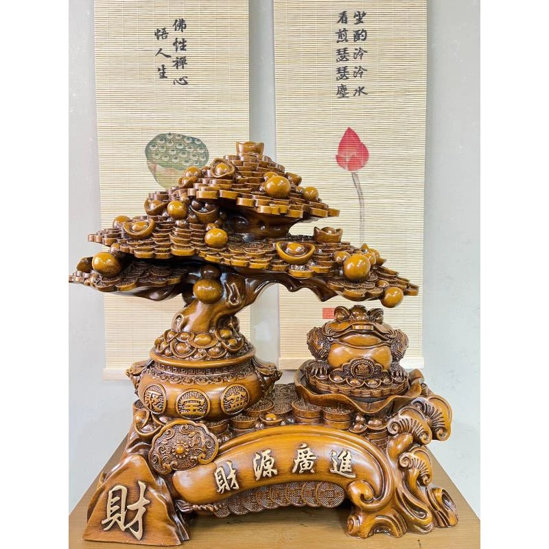 L   财源广进摇钱树金蟾玄关电视柜收银台工艺品摆件（长29高29cm）