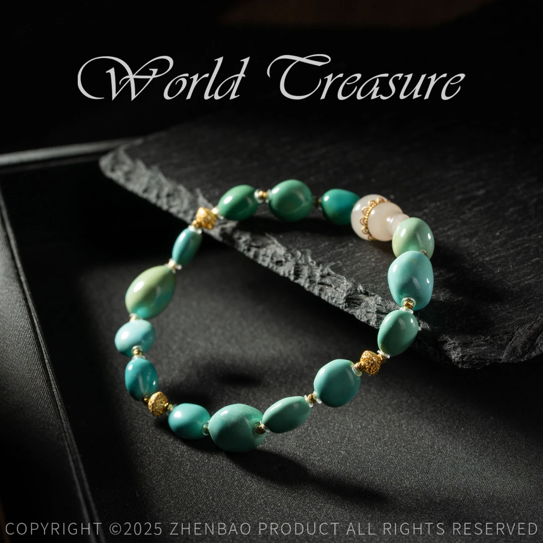 【世间臻宝】收藏级·绿松石枣珠手串/Q3279/8mm+/多样性发/2