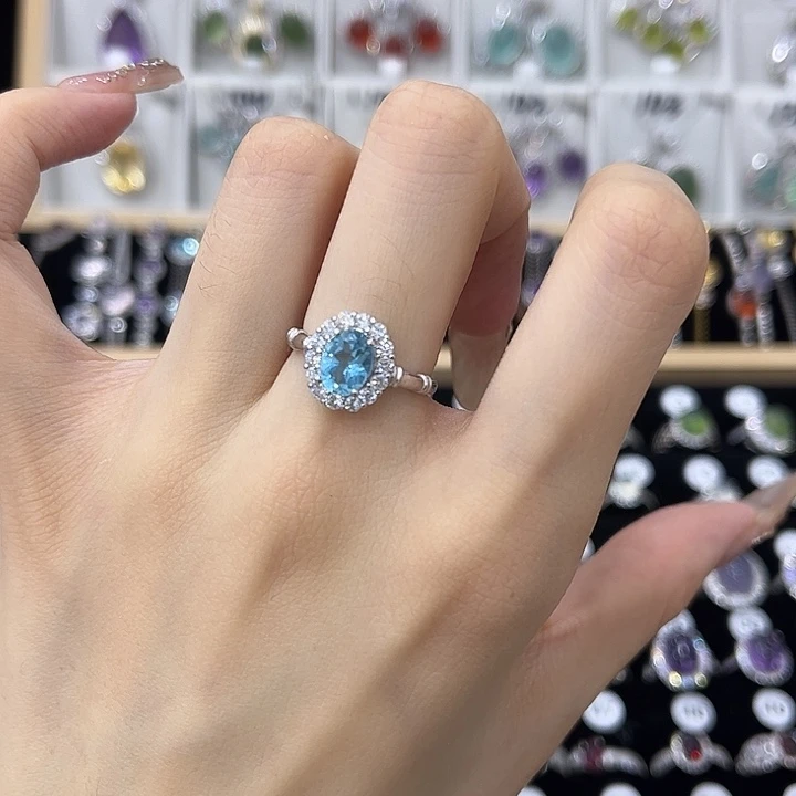 银S925镶嵌戒指托帕石