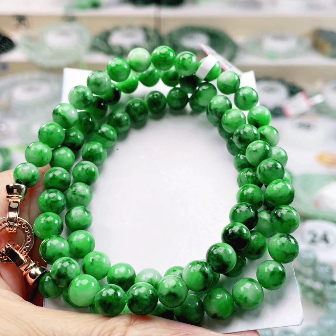 翡翠未镶嵌项链天然翡翠项链7.3mm左右