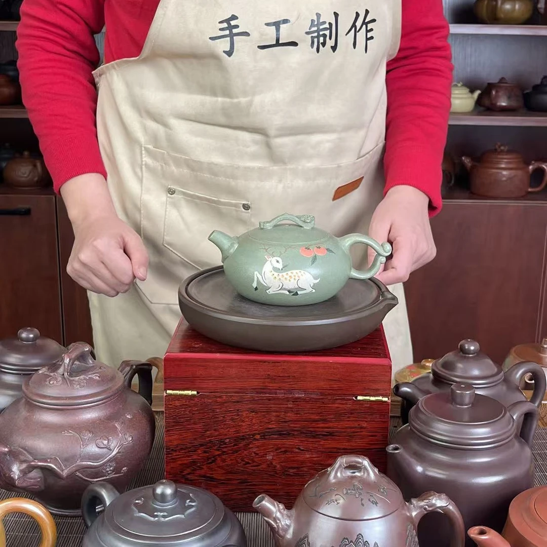 稀有纯原豆青如意厚禄西施紫砂壶