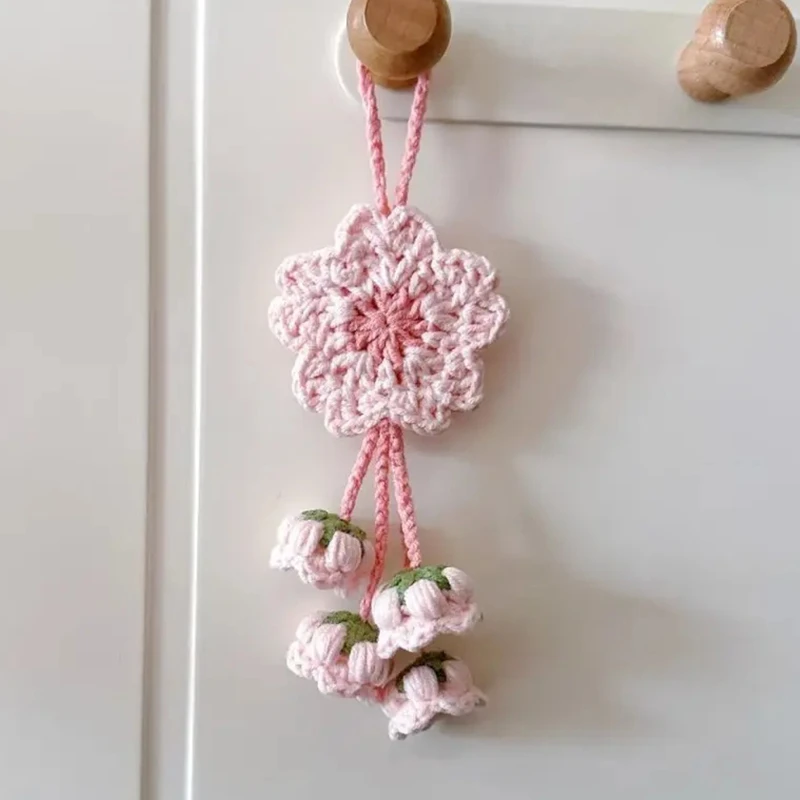 diy手工编织樱花铃兰花朵挂件钩织毛线材料包背包挂饰创意520礼物