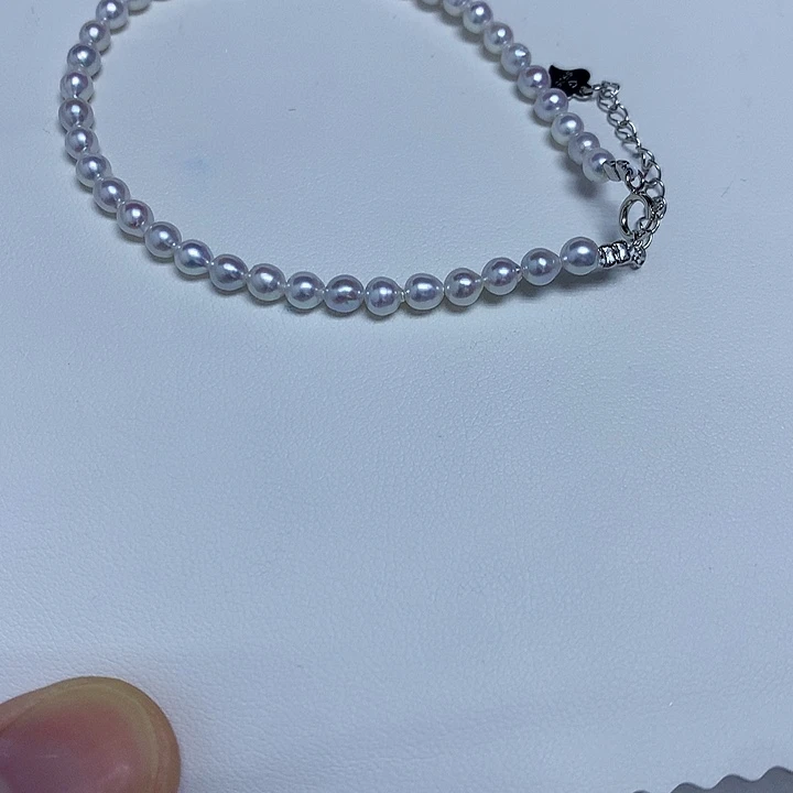 项链银S925镶嵌淡水珍珠3-4