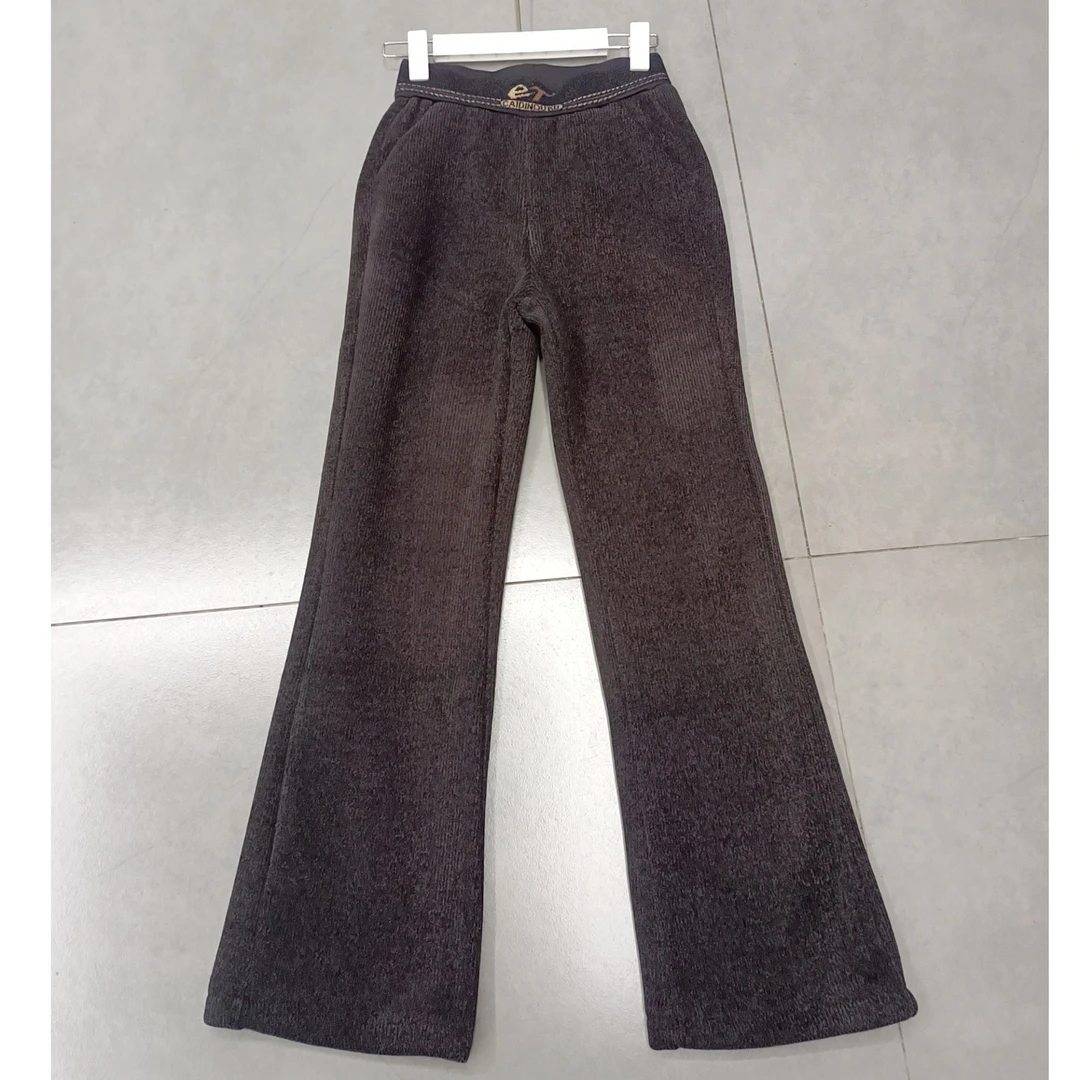 YD719【裤长100】加绒加厚微喇裤女2024秋冬新款时尚显瘦休闲裤