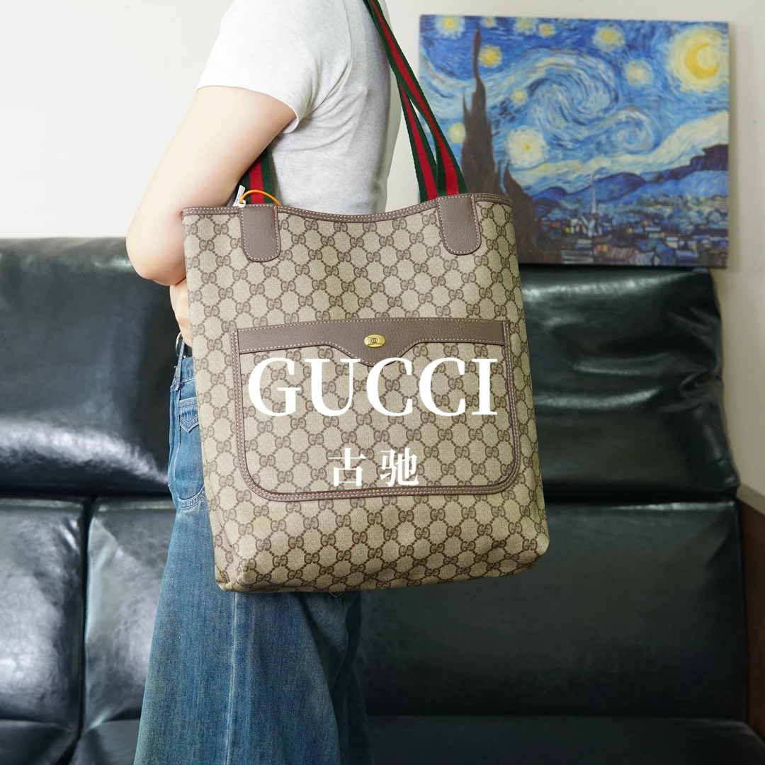 95新 GUCCI/古驰 老花金扣单肩托特包/YW05714017/4017