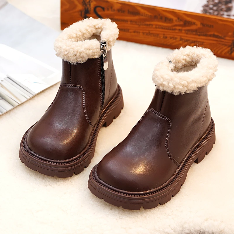 女童鞋子儿童马丁短靴子2025冬季新款加绒棉鞋冬季宝宝保暖靴子