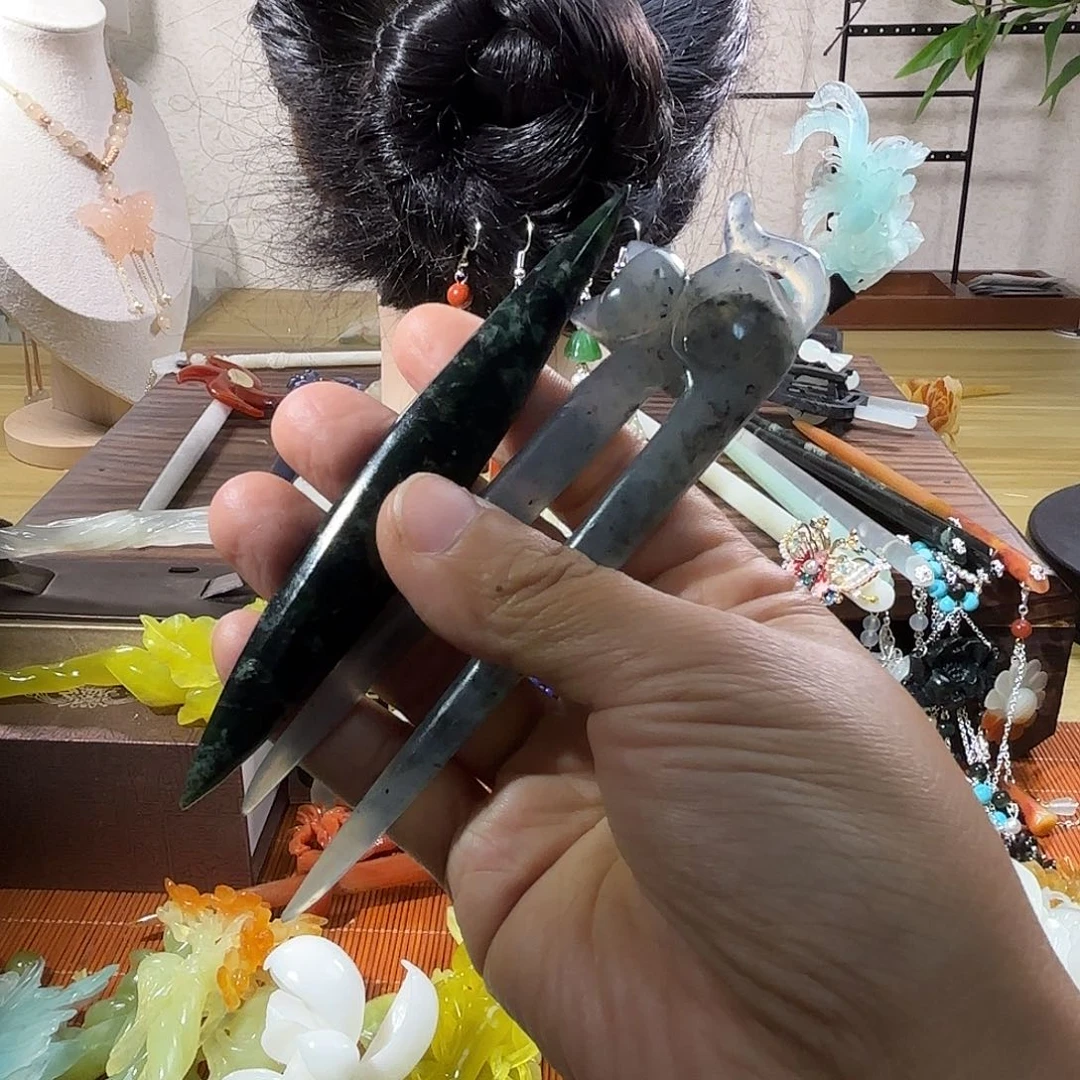 蛇纹石玉合金发饰