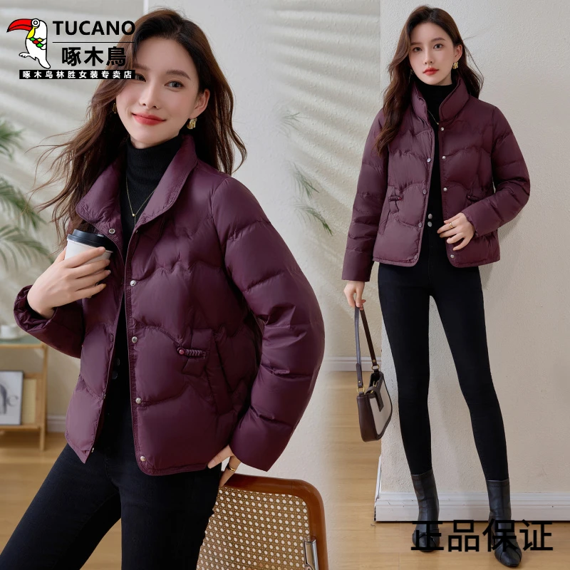 啄木鸟2025年新款棉服女短款时尚秋冬保暖小个子立领外套潮