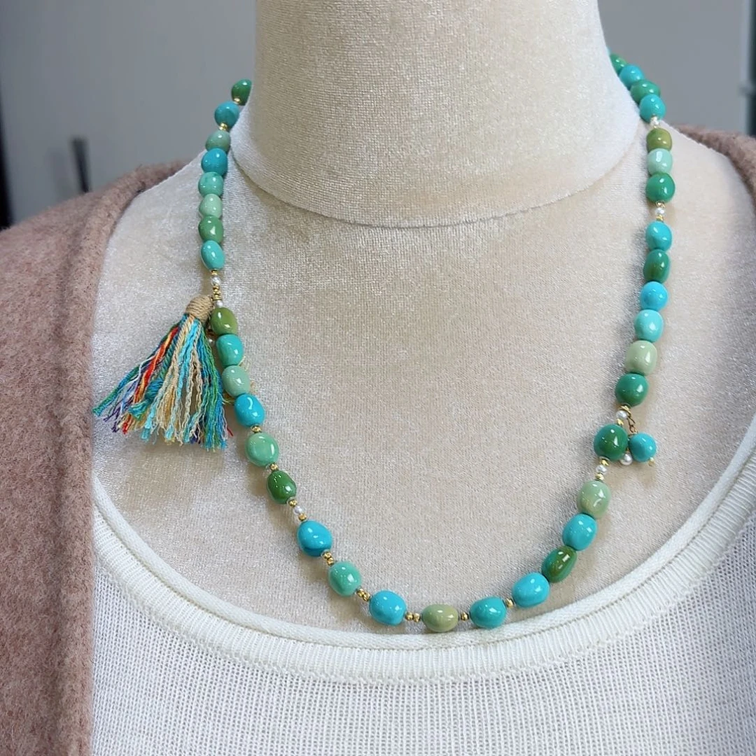 绿松石18K金镶嵌珠宝奇石