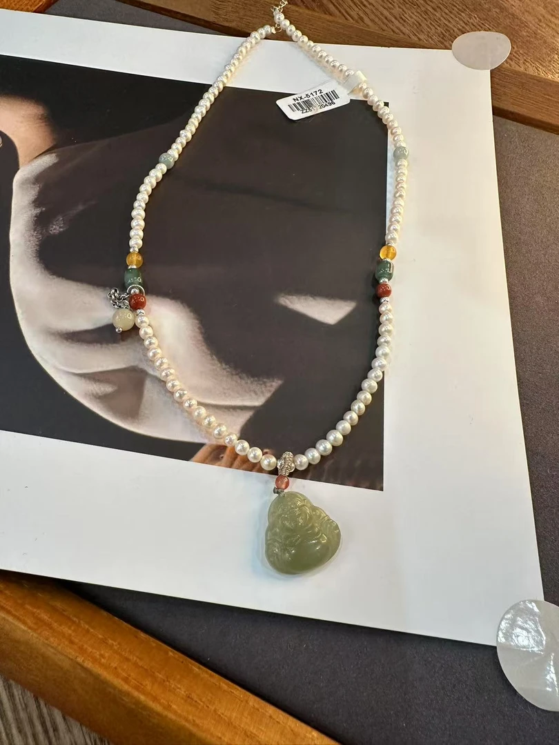 钛钢项链 【小胖家】新中式百搭珠珠吊坠项链