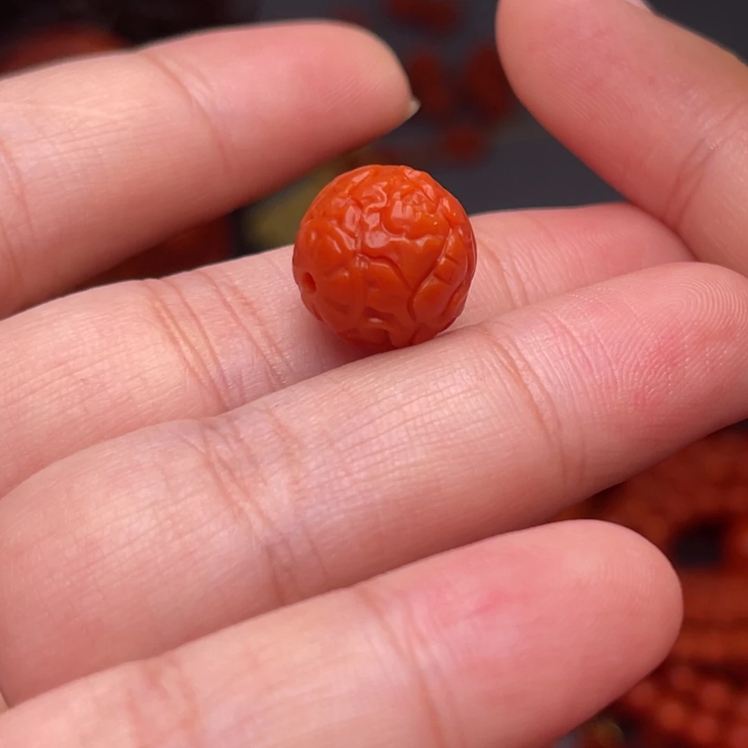 南红玛瑙牡丹花单珠卡13左右尺寸未镶嵌