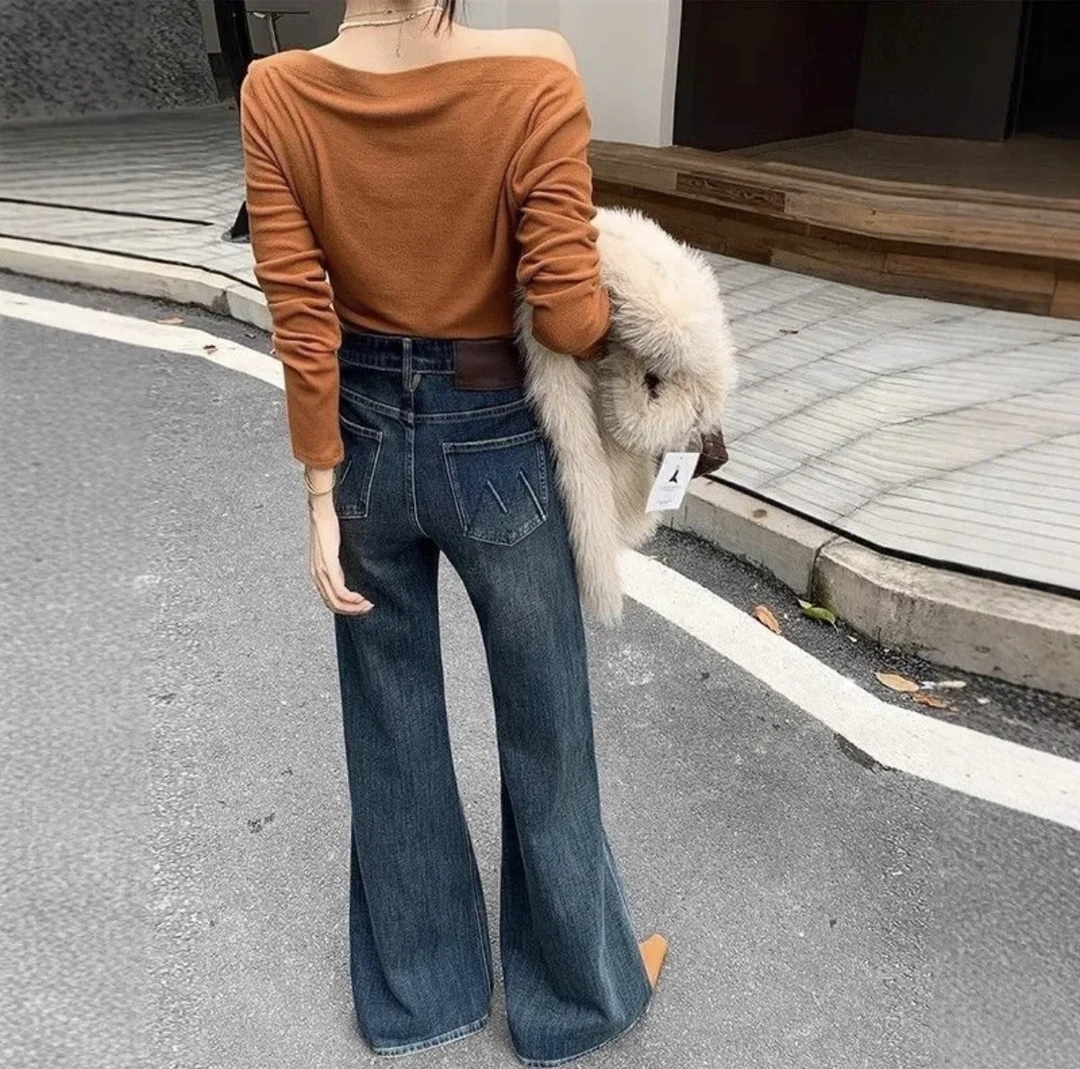 【N·R】高品质孤品版裤2025美式复古百搭直筒微喇阔腿高腰显瘦2