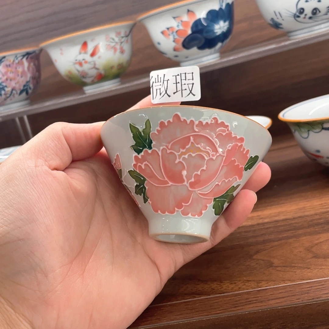 釉下手绘茶具微瑕