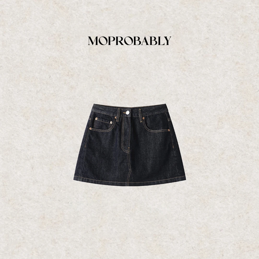 Moprobably李予诺「超绝裙」复古百搭水洗牛仔短裙半身裙L5172004