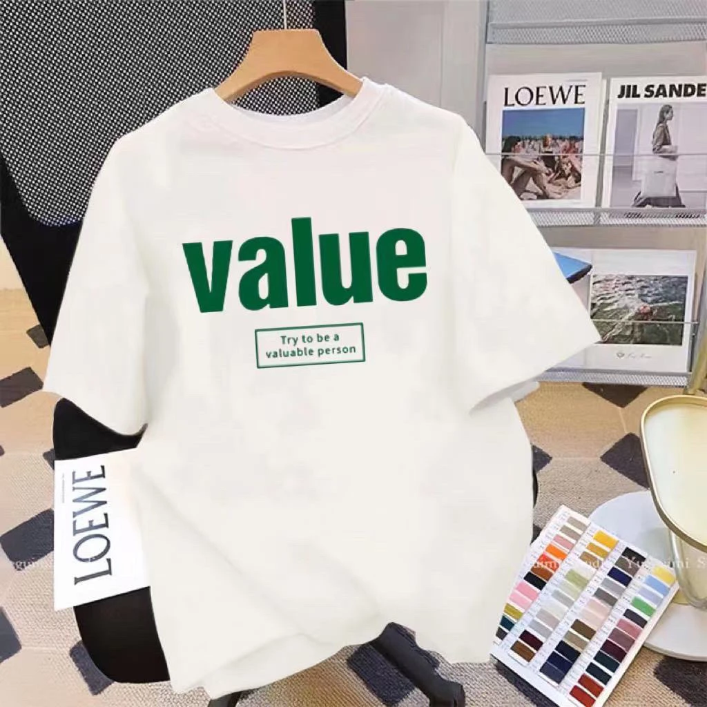 value 2025年新款男女同款情侣夏季棉T恤夏季宽松百搭圆领短袖