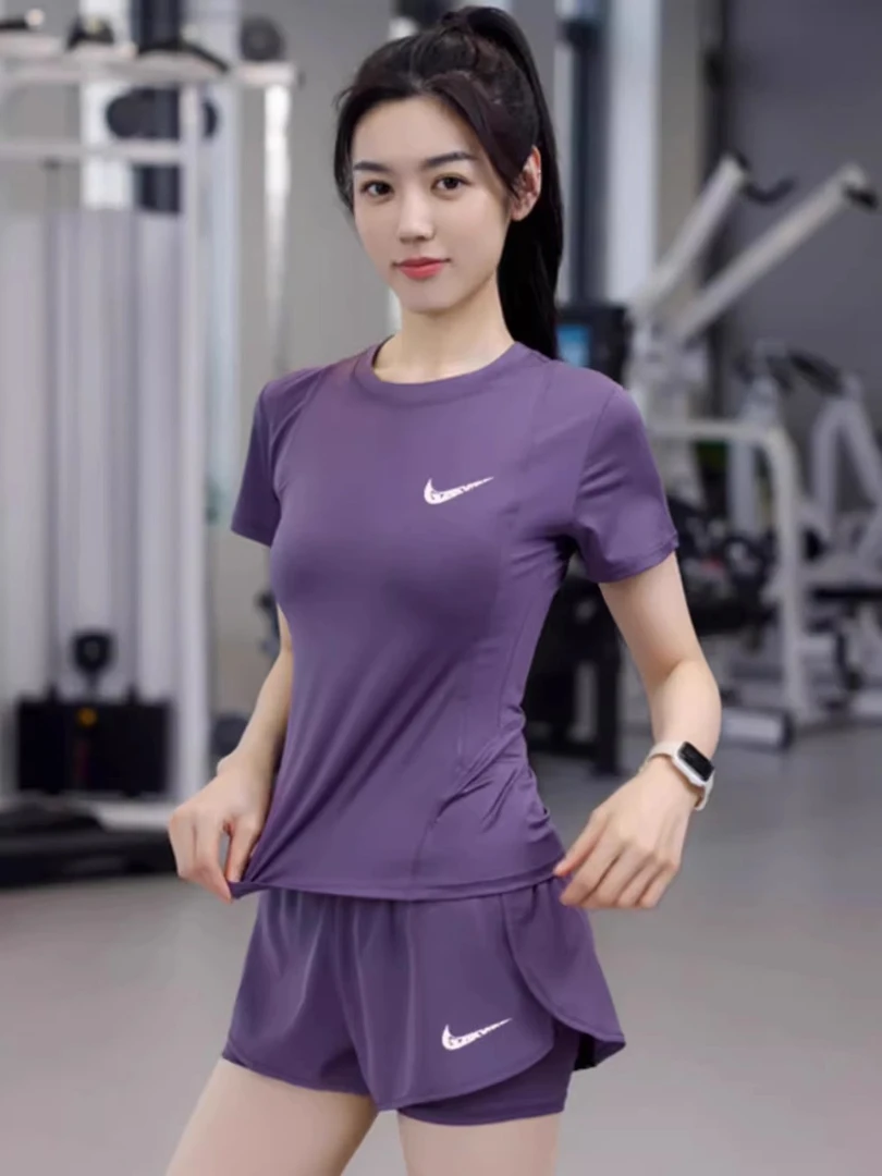NK品牌优选跑步运动套装女冰丝透气速干衣训练瑜伽健身休闲两件套