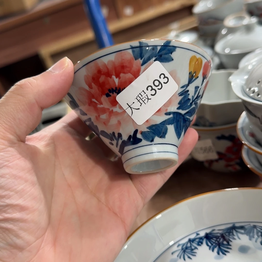 釉下手绘茶具微瑕