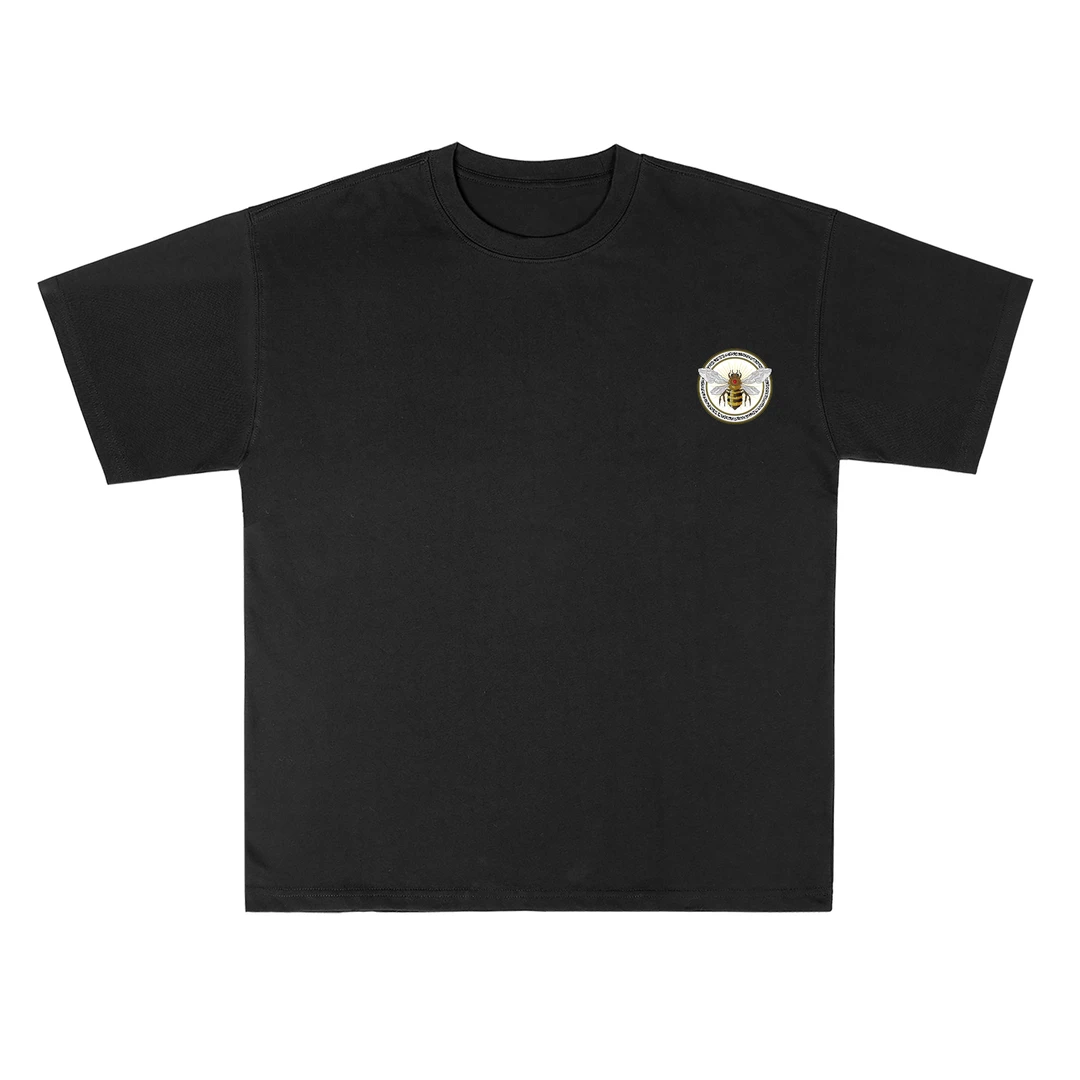 BROADTRUE新疆长绒棉纯棉重磅宽松百搭圆领宽松印花短袖T恤蜜蜂