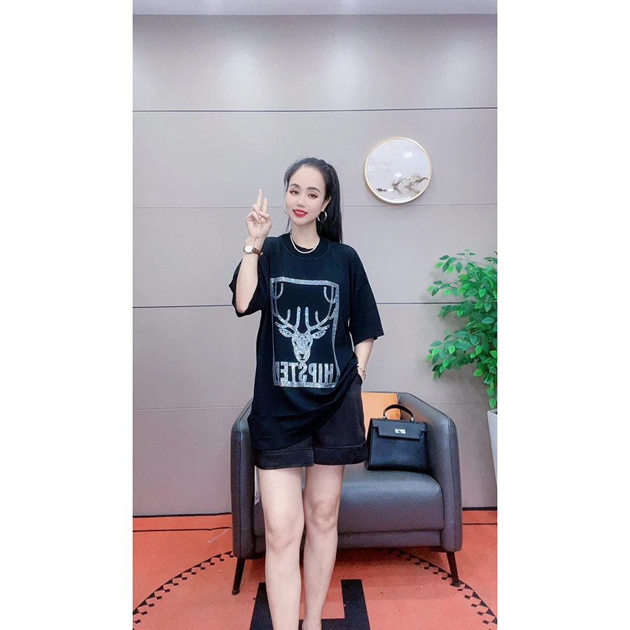 4187 夏季新款短袖T恤女大码圆领针织T恤