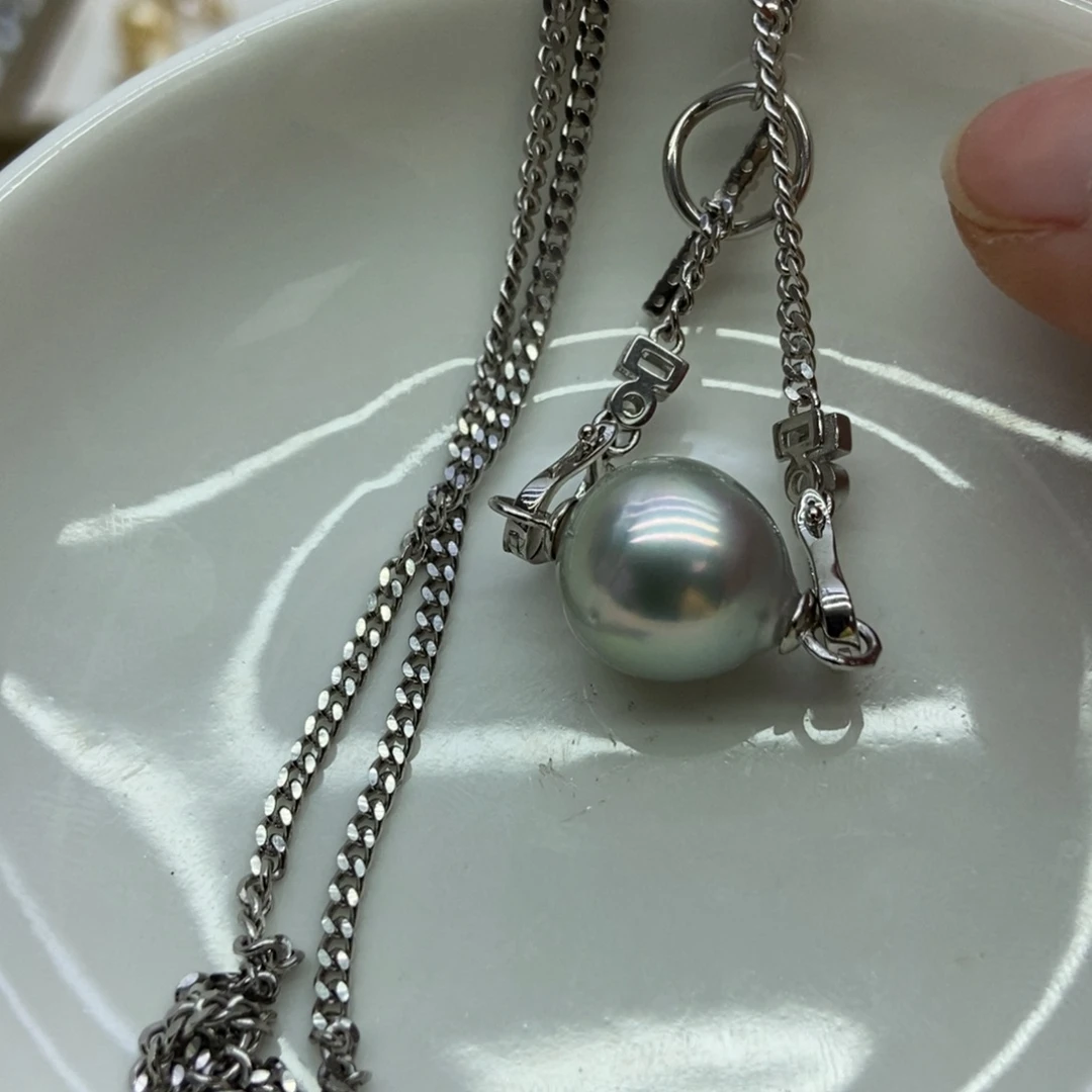 海水珍珠套链银S925镶嵌