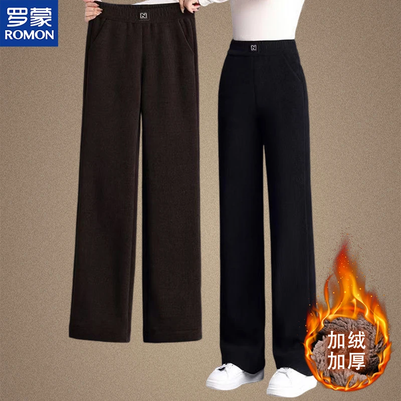 罗蒙妈妈装冬季加绒棉裤奶奶加厚裤子休闲裤中老年女装外穿保暖裤