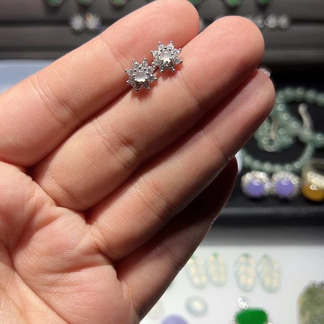 翡翠合金耳饰翡翠耳钉