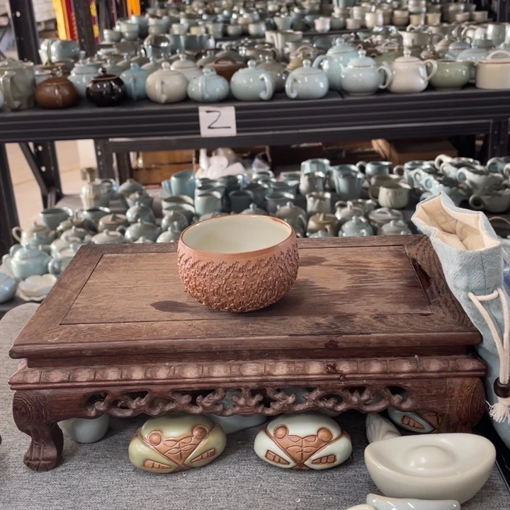 摆件鸣沙山月牙泉老庄印章款杯