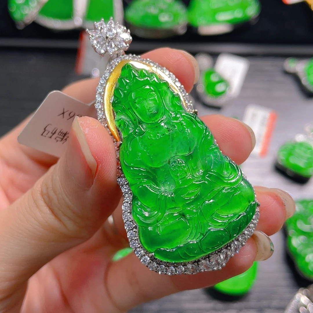 翡翠银S925镶嵌吊坠(不含链)