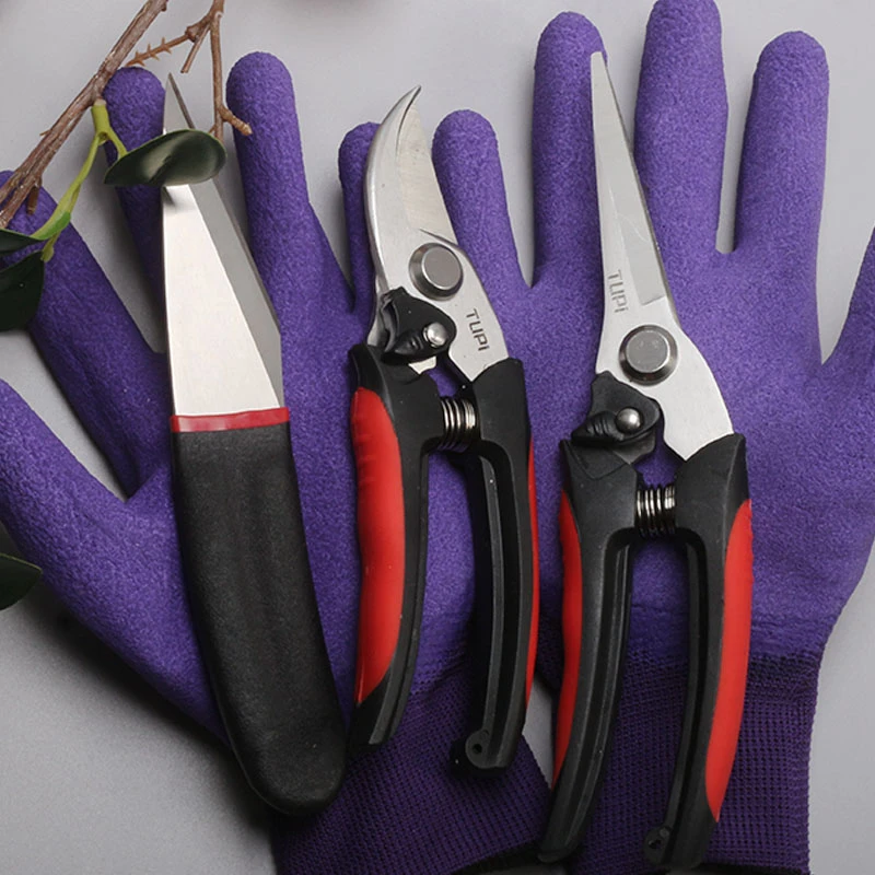 德国不锈钢强力树枝修枝剪采摘水果花木剪园艺手套剪刀嫁接刀工具