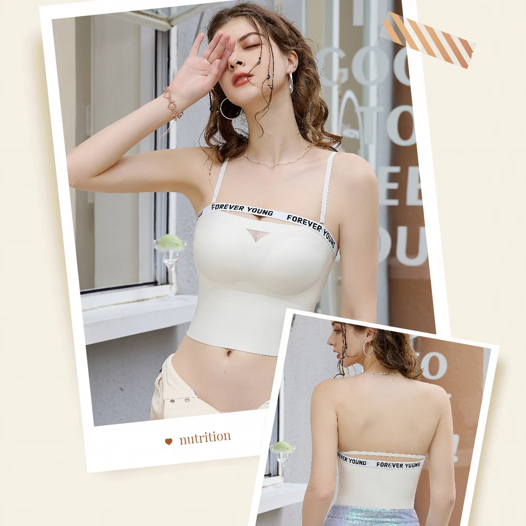 【蹦迪背心】可拆卸肩带稳稳承托双重防滑无痕抹胸美背背心女3831