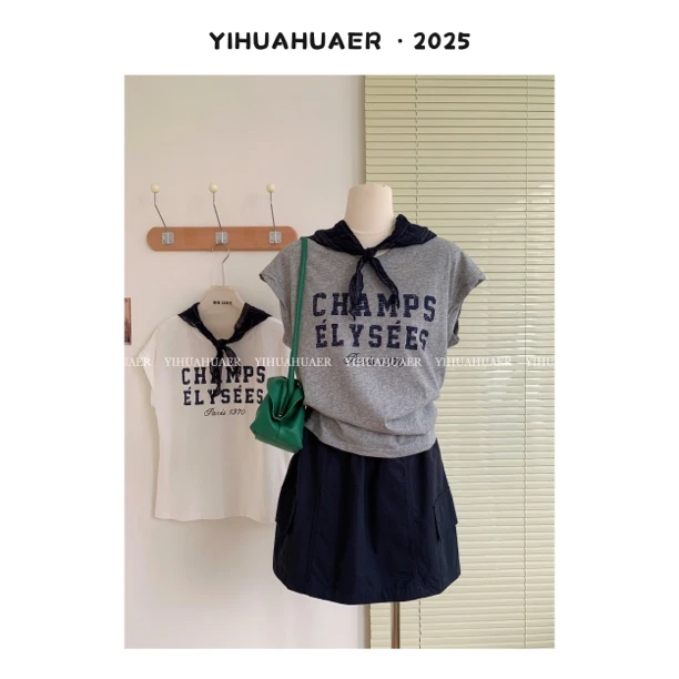 东大门韩系夏款字母印花减龄显瘦圆领简约时尚百搭休闲T恤2958