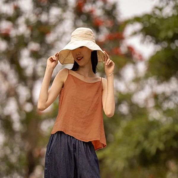 亚麻吊带背心女夏季可调节舒适百搭无袖打底上衣休闲