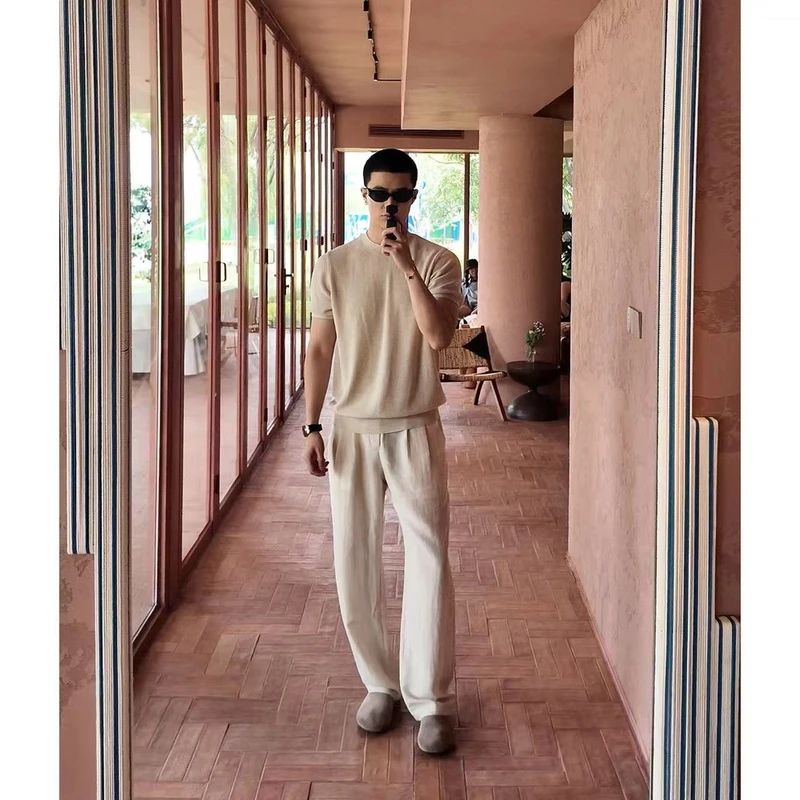 【西博】夏季莱赛尔亚麻松弛感休闲裤简约宽松直筒裤