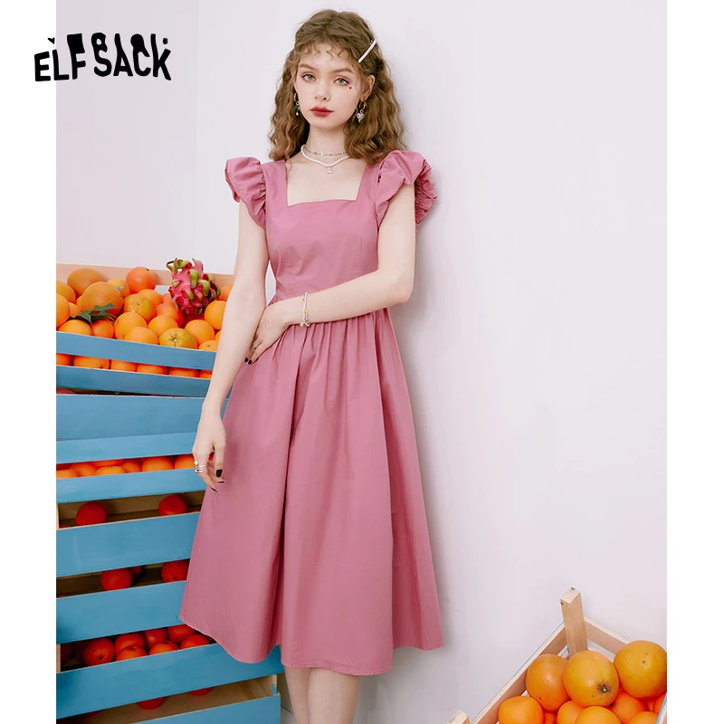 妖精的口袋 桃乐丝的来信 23春季款泡泡袖法式方领连衣裙气质